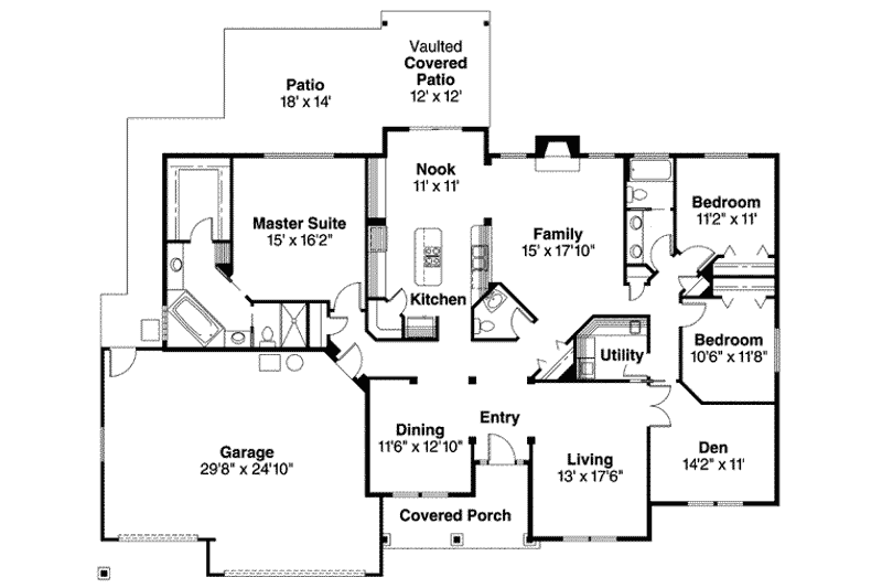 Home Plan - Floor Plan - Main Floor for Traditional House Plan #124-570 - 3 bed, 2.5 bath