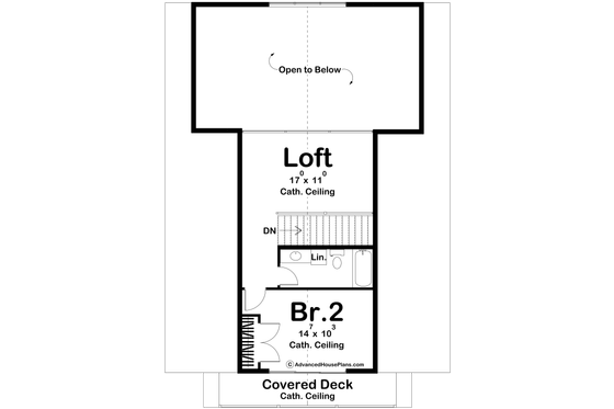 Floor Plan - Upper Floor for Cabin House Plan #455-297 - 2 bed, 2 bath