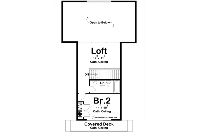 Architectural House Design - Floor Plan - Upper Floor for Cabin House Plan #455-297 - 2 bed, 2 bath