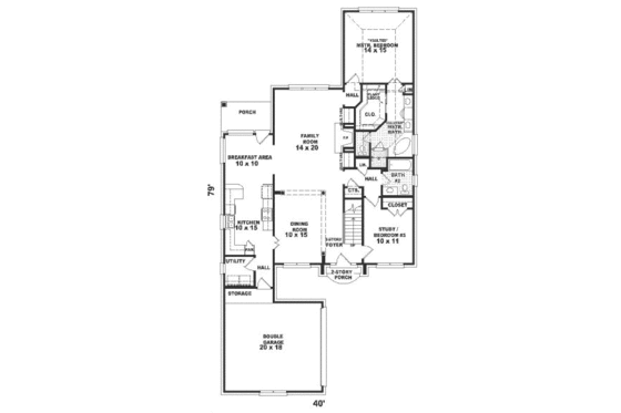 Floor Plan - Main Floor for European House Plan #81-278 - 3 bed, 3 bath
