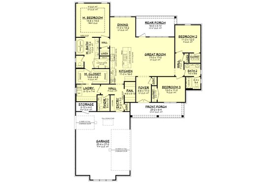 Floor Plan - Main Floor for Farmhouse House Plan #430-324 - 3 bed, 2.5 bath