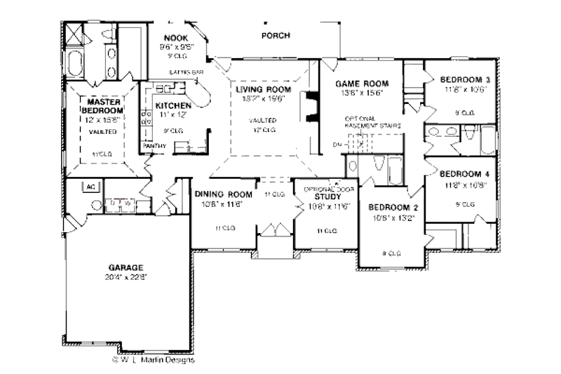 Home Plan - Floor Plan - Main Floor for European House Plan #20-194 - 4 bed, 3 bath