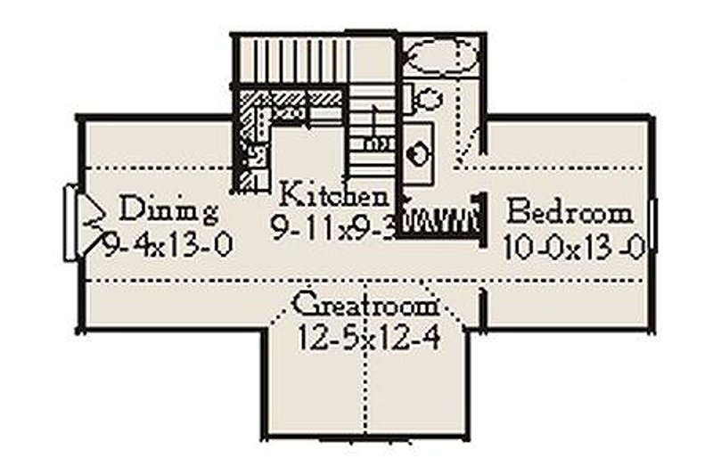 House Blueprint - Floor Plan - Upper Floor for Country House Plan #406-301 - 1 bed, 1 bath