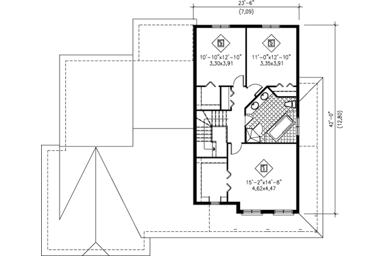 Floor Plan - Upper Floor for Farmhouse House Plan #25-302 - 4 bed, 2.5 bath