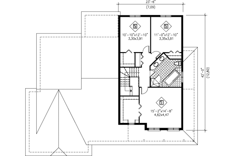 Architectural House Design - Floor Plan - Upper Floor for Farmhouse House Plan #25-302 - 4 bed, 2.5 bath