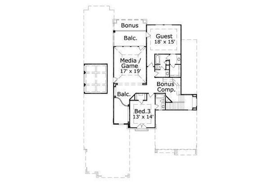 Floor Plan - Upper Floor for European House Plan #411-372 - 4 bed, 4 bath