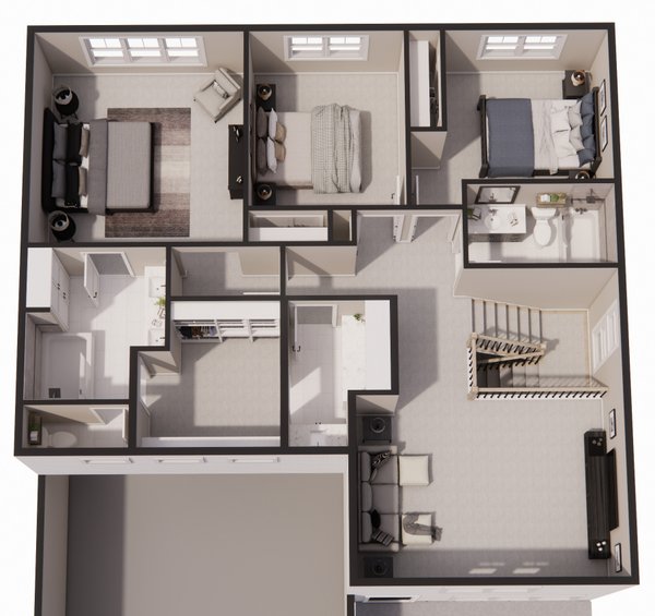 Architectural House Design - Floor Plan - Upper Floor 1 for Craftsman House Plan #51-1525 - 3 bed, 2.5 bath