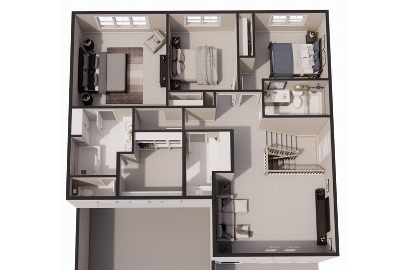 Architectural House Design - Floor Plan - Upper Floor 1 for Craftsman House Plan #51-1525 - 3 bed, 2.5 bath