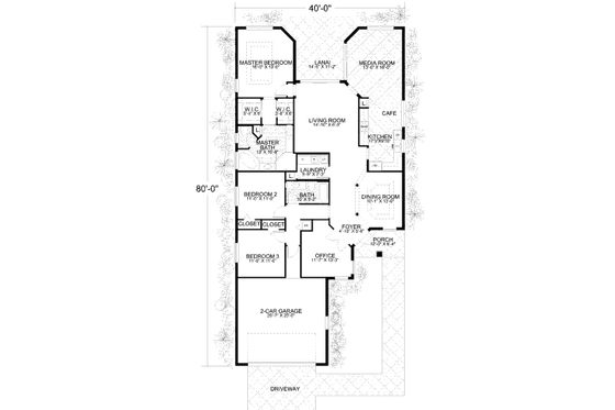 Floor Plan - Main Floor for Mediterranean House Plan #420-263 - 3 bed, 2 bath