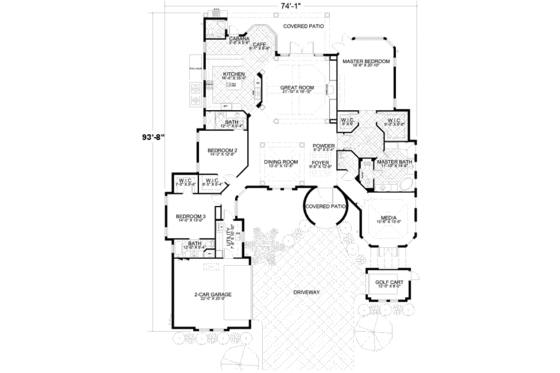 Floor Plan - Main Floor for Mediterranean House Plan #420-130 - 3 bed, 3.5 bath