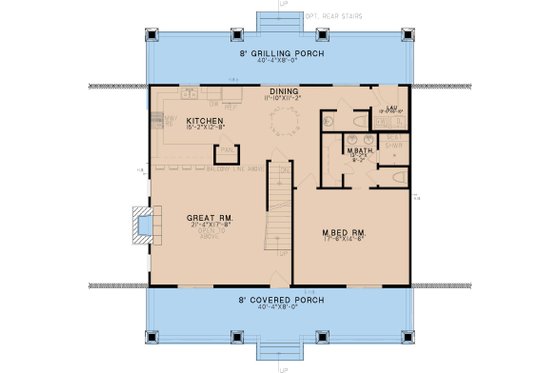 Floor Plan - Main Floor for Farmhouse House Plan #923-245 - 3 bed, 3.5 bath