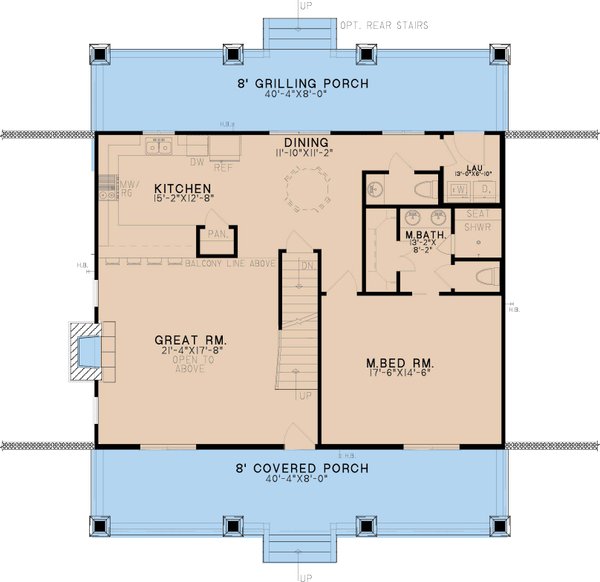 Architectural House Design - Farmhouse Floor Plan - Main Floor Plan #923-245