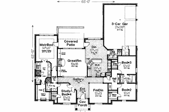 Floor Plan - Main Floor for European House Plan #310-191 - 4 bed, 3 bath