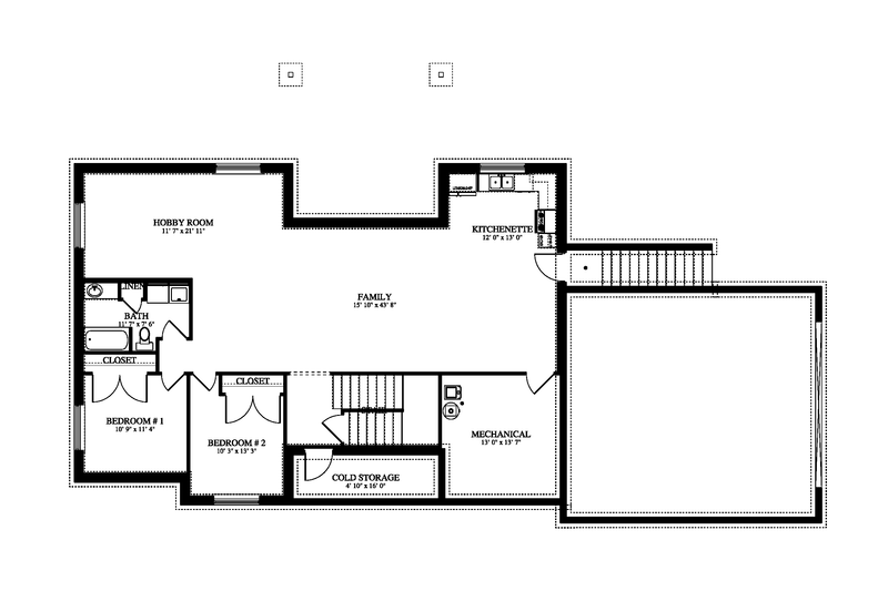 Architectural House Design - Floor Plan - Lower Floor for Craftsman House Plan #1060-458 - 3 bed, 2 bath