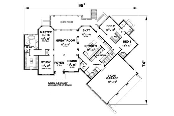 Floor Plan - Main Floor for European House Plan #20-2286 - 4 bed, 3.5 bath