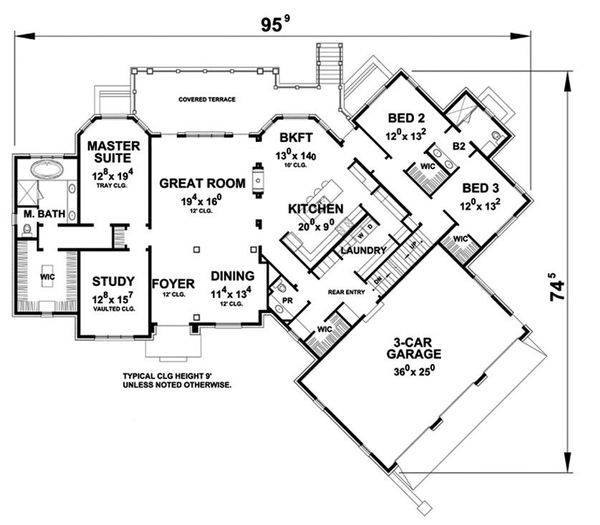House Plan Design - European Floor Plan - Main Floor Plan #20-2286