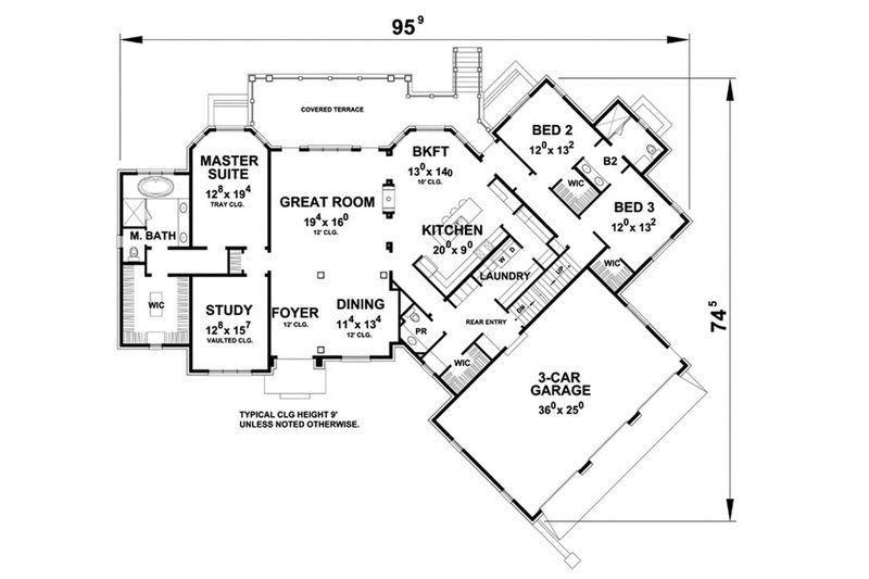 Dream House Plan - Floor Plan - Main Floor for European House Plan #20-2286 - 4 bed, 3.5 bath
