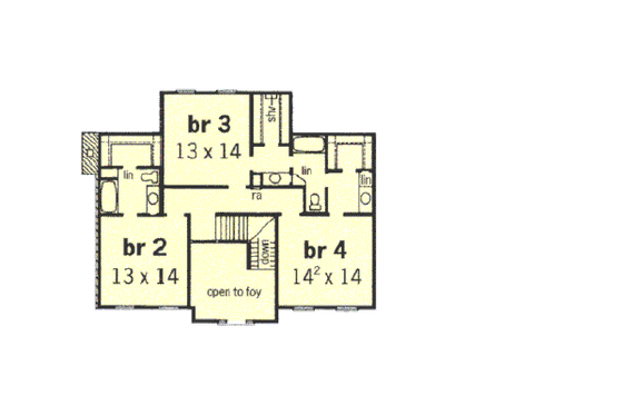 Floor Plan - Upper Floor for European House Plan #16-226 - 4 bed, 3.5 bath