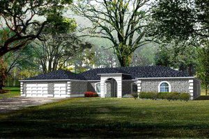 Adobe / Southwestern Exterior - Front Elevation Plan #1-794
