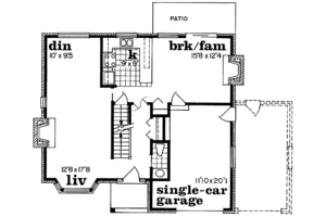 Floor Plan - Main Floor for Traditional House Plan #47-397 - 3 bed, 1.5 bath