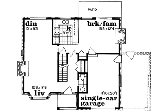 Floor Plan - Main Floor for Traditional House Plan #47-397 - 3 bed, 1.5 bath