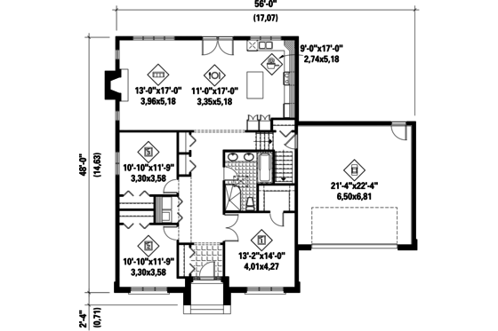 Floor Plan - Main Floor for Contemporary House Plan #25-4597 - 3 bed, 1 bath