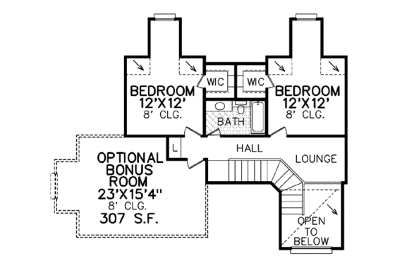 Floor Plan - Upper Floor for Traditional House Plan #65-370 - 4 bed, 3 bath
