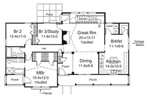 Floor Plan - Main Floor for Country House Plan #57-692 - 3 bed, 2 bath