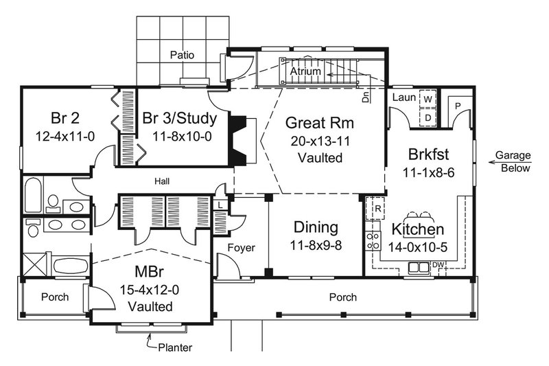 Dream House Plan - Floor Plan - Main Floor for Country House Plan #57-692 - 3 bed, 2 bath