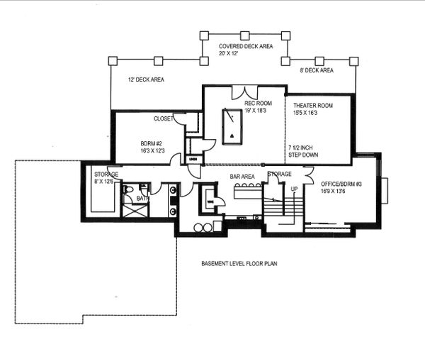 Craftsman Floor Plan - Lower Floor Plan #117-809