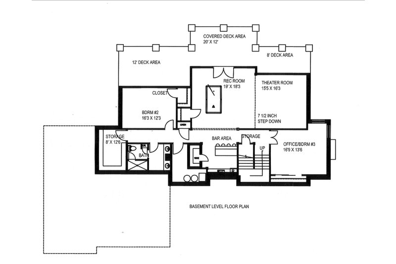 Architectural House Design - Floor Plan - Lower Floor for Craftsman House Plan #117-809 - 3 bed, 2.5 bath