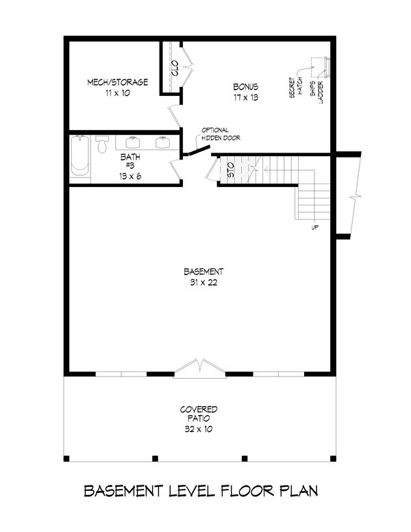 Farmhouse Floor Plan - Lower Floor Plan #932-551