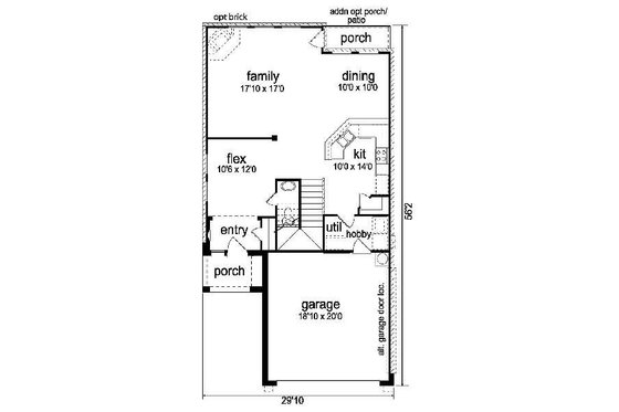 Floor Plan - Main Floor for Cottage House Plan #84-271 - 3 bed, 2.5 bath