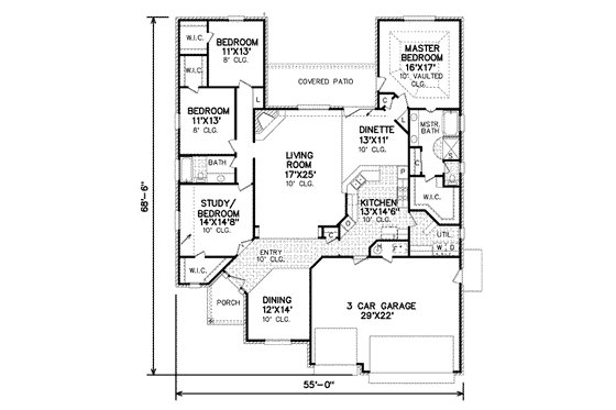 Floor Plan - Main Floor for Traditional House Plan #65-323 - 4 bed, 2 bath
