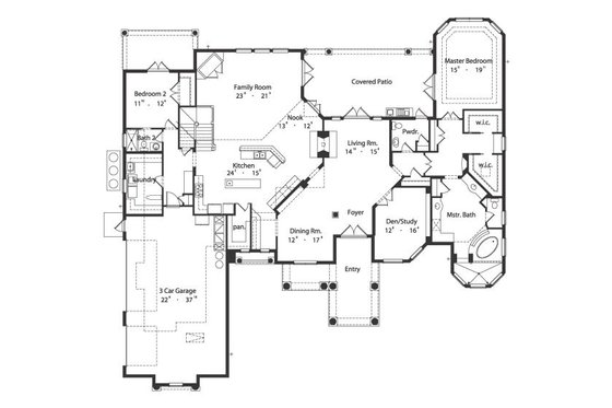 Floor Plan - Main Floor for European House Plan #417-425 - 4 bed, 4.5 bath