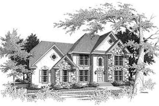 Exterior - Front Elevation for European House Plan #329-226 - 4 bed, 2.5 bath