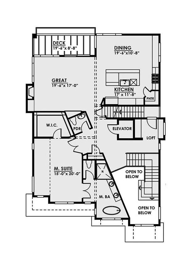 Contemporary Floor Plan - Upper Floor Plan #1066-35