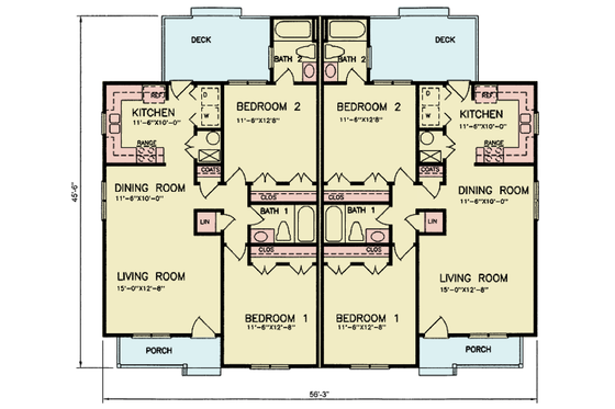 Floor Plan - Main Floor for Traditional House Plan #54-607 - 4 bed, 4 bath