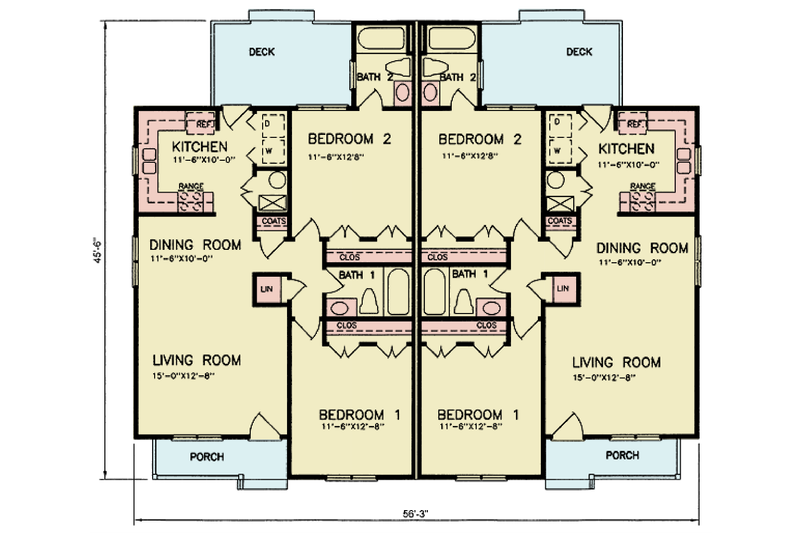 Home Plan - Floor Plan - Main Floor for Traditional House Plan #54-607 - 4 bed, 4 bath