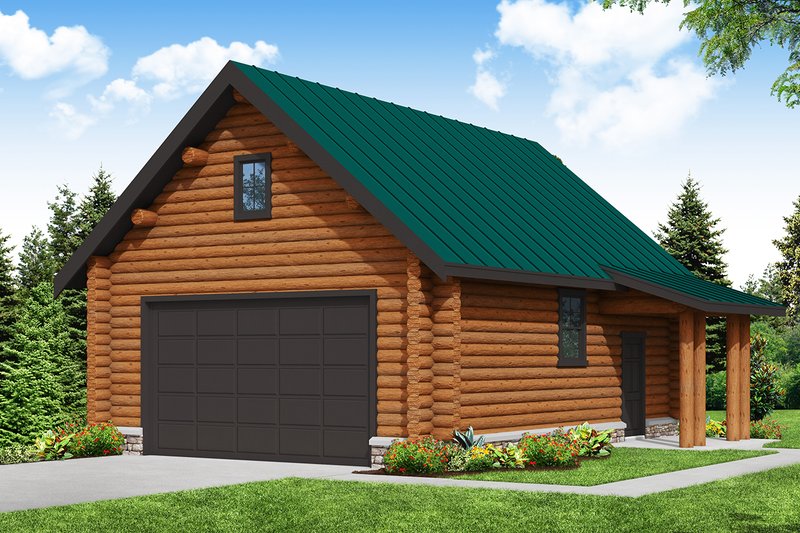 Architectural House Design - Log Exterior - Front Elevation Plan #124-651