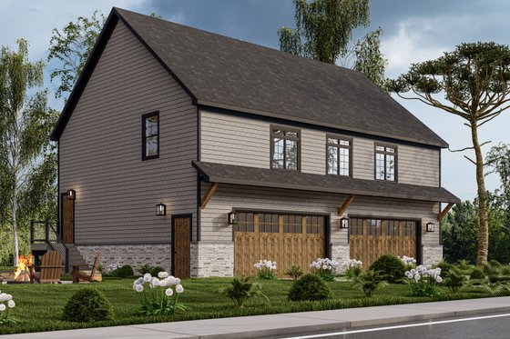 Exterior - Front Elevation 3 for Craftsman House Plan #1089-21 - 1 bed, 1.5 bath