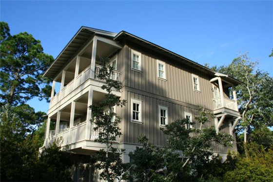 Exterior - Front Elevation for Beach House Plan #443-7 - 4 bed, 3 bath