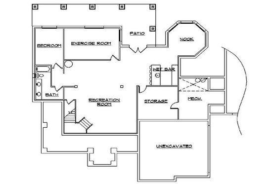 Floor Plan - Lower Floor for Bungalow House Plan #5-468 - 3 bed, 4.5 bath