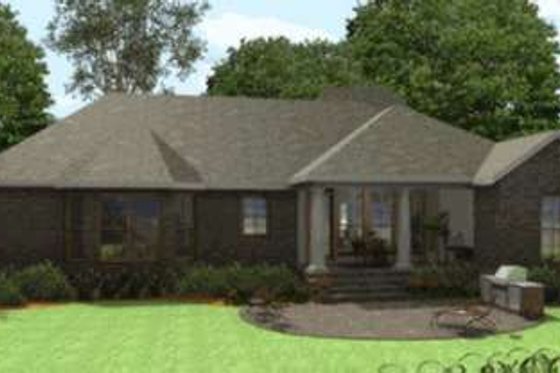 Exterior - Rear Elevation for Southern House Plan #406-300 - 4 bed, 3 bath