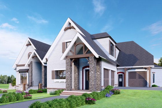 Exterior - Front Elevation 3 for European House Plan #54-552 - 6 bed, 5.5 bath