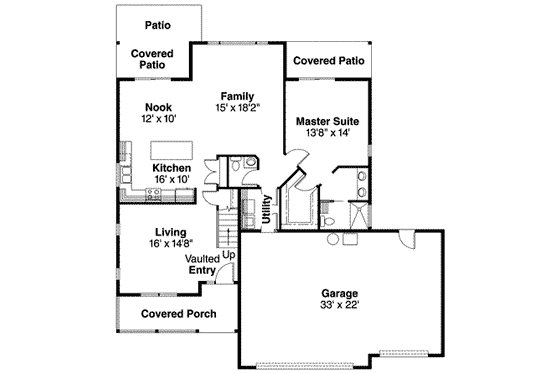 Floor Plan - Main Floor for Farmhouse House Plan #124-441 - 3 bed, 2.5 bath