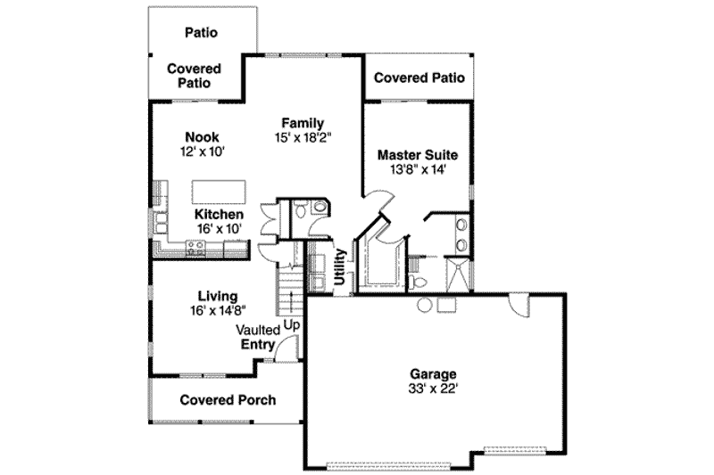 House Plan Design - Floor Plan - Main Floor for Farmhouse House Plan #124-441 - 3 bed, 2.5 bath