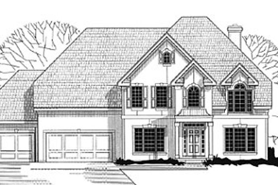 Exterior - Front Elevation for European House Plan #67-187 - 4 bed, 4 bath