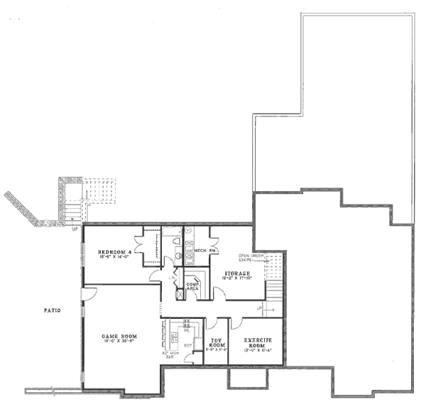 Home Plan - Traditional Floor Plan - Lower Floor Plan #17-1014