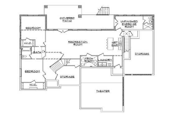 Floor Plan - Lower Floor for Traditional House Plan #5-258 - 3 bed, 3.5 bath